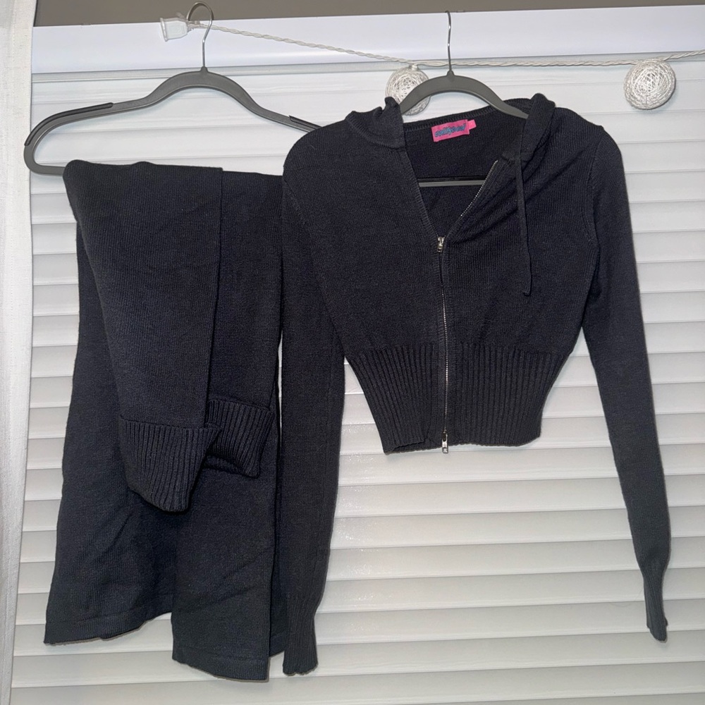 Edikted Charcoal Zip-Up Hoodie, Yoga Pants Set (Size L)
